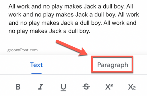 Formatera text efter stycke i Google Dokument
