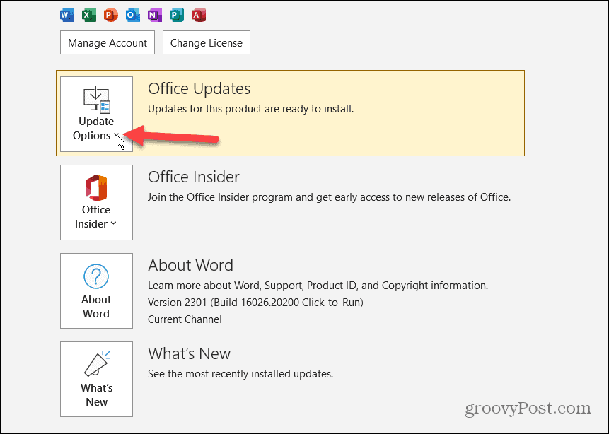 Inaktivera Microsoft Office-uppdateringar 