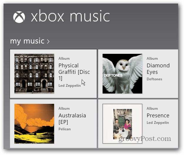 Välj album Xbox Music