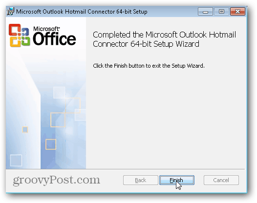 Outlook.com Outlook Hotmail-anslutning - Klicka på Slutför