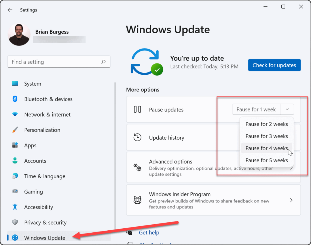 Nya veckors paus Windows 11 Update