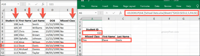 En VLOOKUP-formel som refererar till flera Excel-arbetsböcker