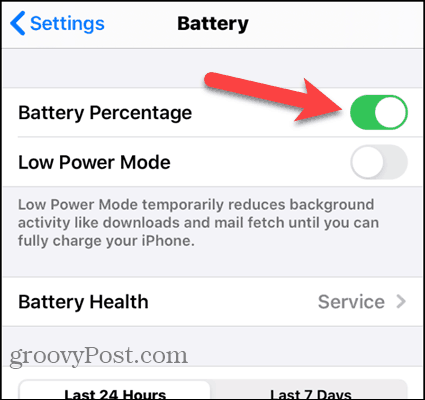 Slå på batteriprocent på iPhone 7