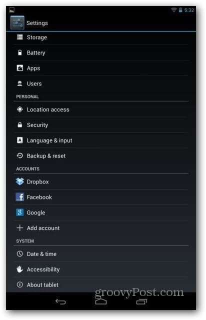 Nexus 7-användarkonton - inställningsanvändare