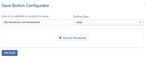 facebook spara knappen inställd på sidan