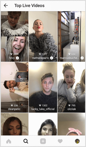 Instagrams bästa livevideor på fliken Sök och utforska