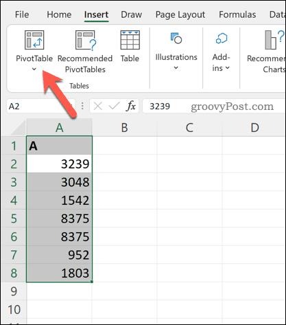 Infoga en pivottabell i Excel