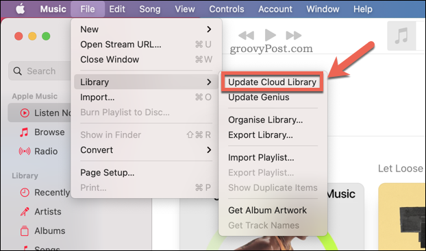 Uppdaterar Apple Musics molnsamling i Mac Music-appen