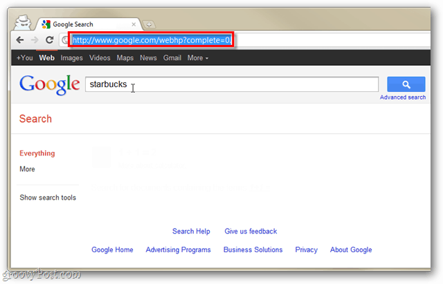 omedelbar sökning inaktiverad i Google Chrome
