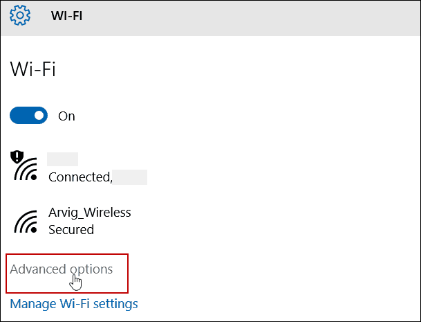 Avancerade inställningar WiFi