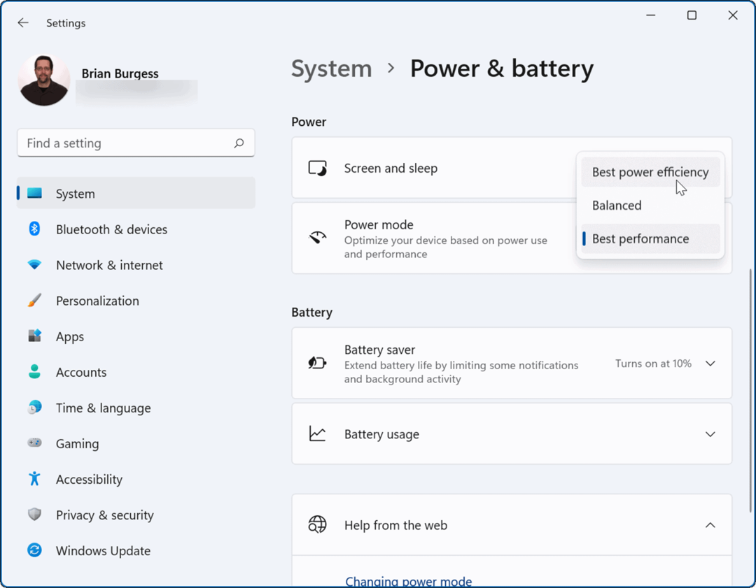 Windows 11 energiläge förbättrar batteritiden på Windows 11