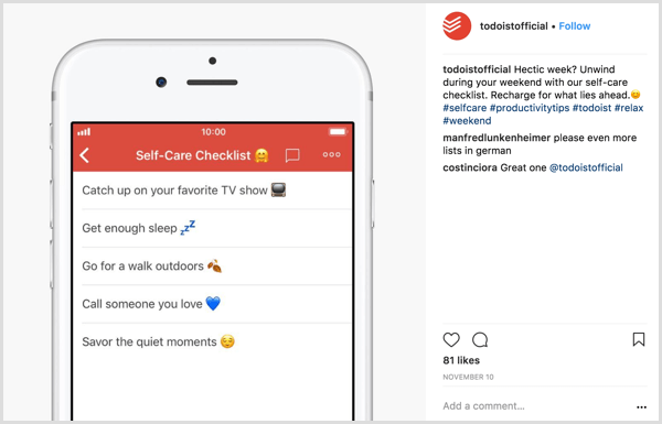 Instagram bildtext konversationsexempel