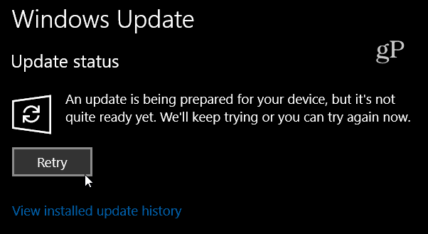 Windows 10 Build 16288 Försök meddelandet