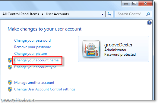 ändra ditt kontonamn i Windows 7