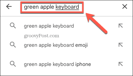 sök efter grönt äpple tangentbord