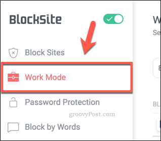 Fliken BlockSite Work Mode
