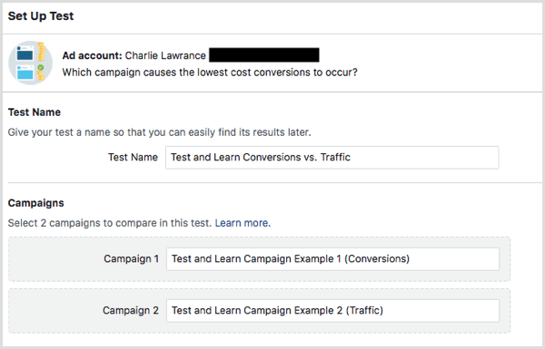 Facebook Test and Learn-verktyg