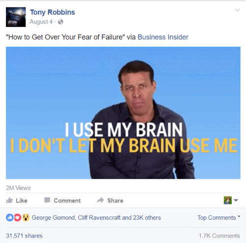 Tony Robbins Facebook-inlägg