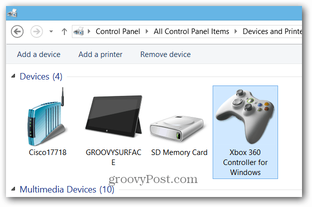Xbox Controller-enheter och skrivare