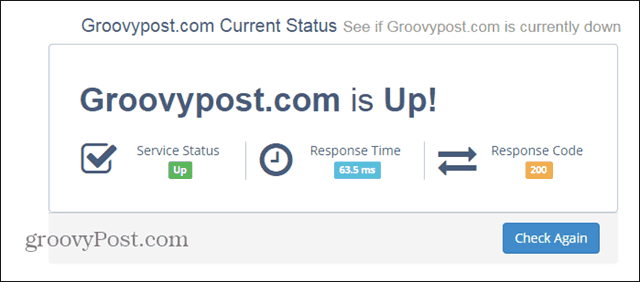 Övervaka statusen för en webbplats med MomentDown