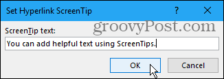 Ställ in dialogrutan Hyperlink ScreenTip i Word