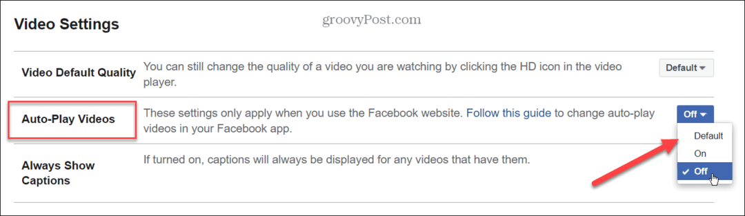 Hur man stänger av automatisk uppspelning av video på Facebook