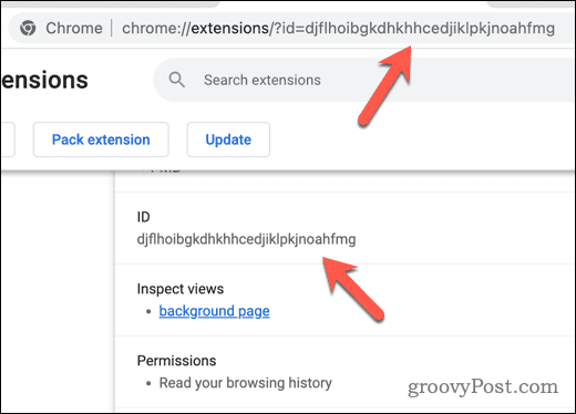 Chrome-tilläggs-ID