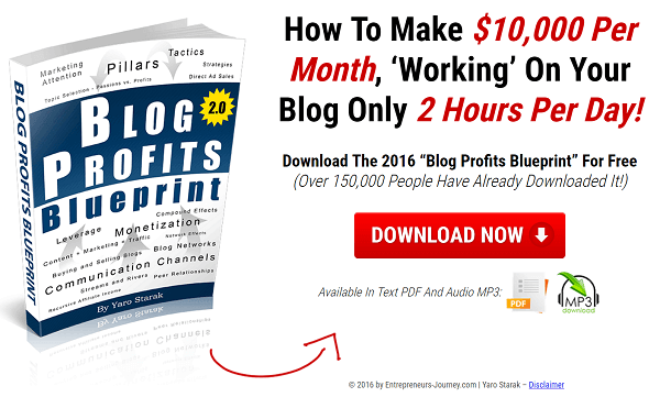 Blog Profit Blueprint är en gratis rapport där läsare kan välja Yaros e-post. 