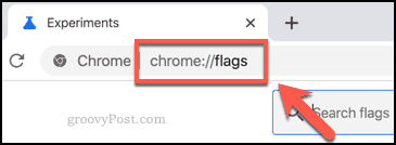 Menyn Chrome-flaggor öppnas från adressfältet