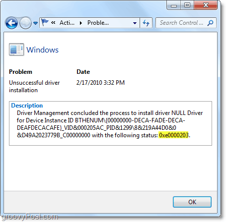 se teknisk information inklusive Windows 7 felkoder