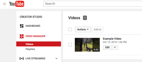 Du hittar Video Manager i YouTubes Creator Studio.