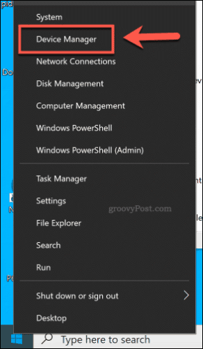 Åtkomst till Enhetshanteraren från Start-menyn i Windows 10