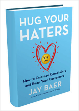 Detta är en skärmdump av bokomslaget för Hug Your Haters av Jay Baer.