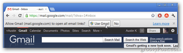 använd gmail som din standardhanterare för e-postlänkar