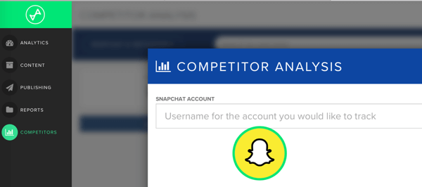 Lägg till Snapchat-användarnamnet för den konkurrent du vill spåra i Snaplytics.