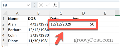 Excel-specifikt datumresultat