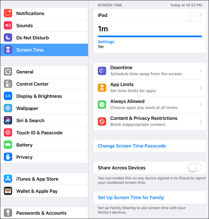 Inställningar för skärmtid iOS 12