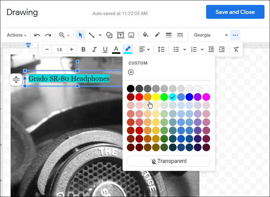 Typsnittsfärg etc hur man lager bilder i Google Docs