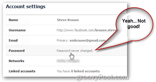 facebook visar senaste lösenordsändring