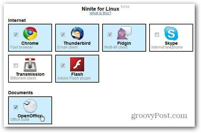Ninite för Linux-webbplats