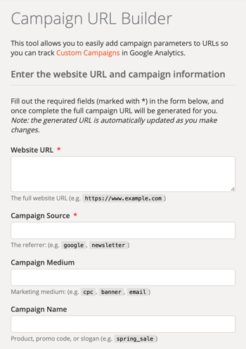 Konfiguration av Google Campaign URL Builder
