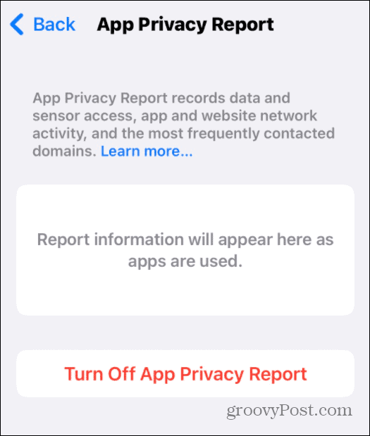 appens sekretessrapport körs