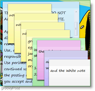 Windows 7 Sticky Notes: Skärmdump