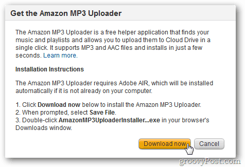 Installera Amazon MP3 Uploader