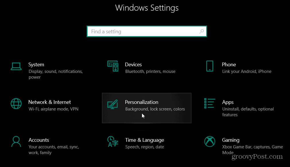 Anpassningsinställningar Windows 10