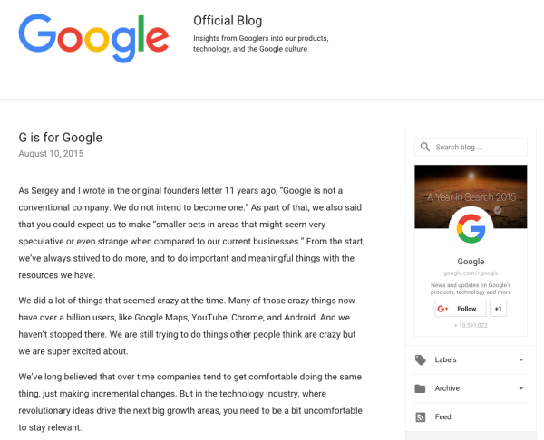 google rebranding meddelande brev