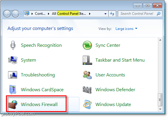 öppna Windows-brandväggen i Windows 7 från kontrollpanelen