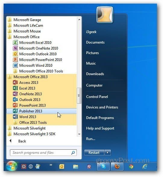 båda versionerna Office Start Windows 7