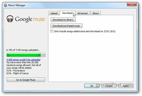 google musik nedladdning flik