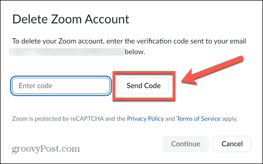 zoom skicka kod